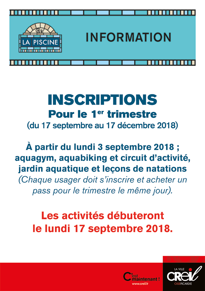 Inscriptions loisirs aquatiques